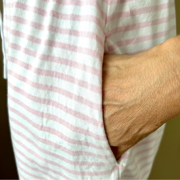 Draper James Tie Waist T-Shirt Dress in Light Pink Mariner Stripe Size Medium - Picture 13 of 16